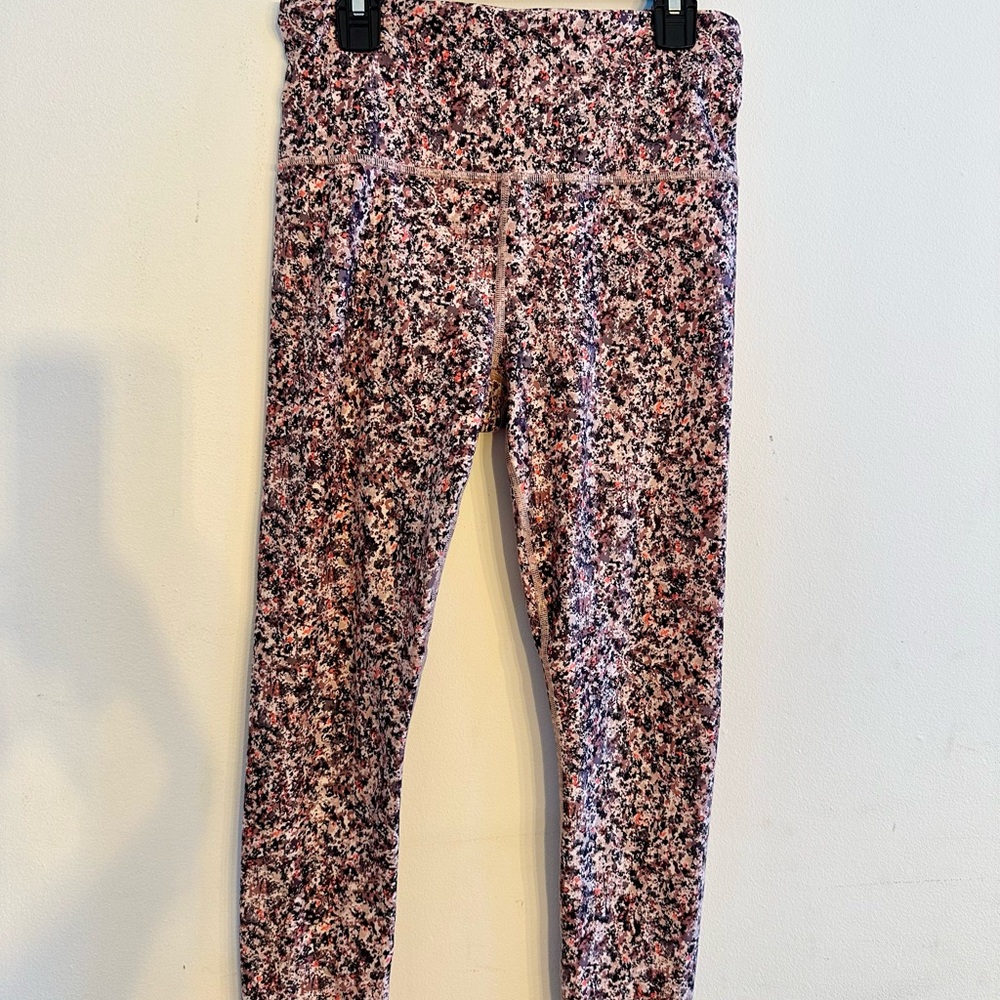 Athleta Elation Floral Pattern Leggings - Pink and Black